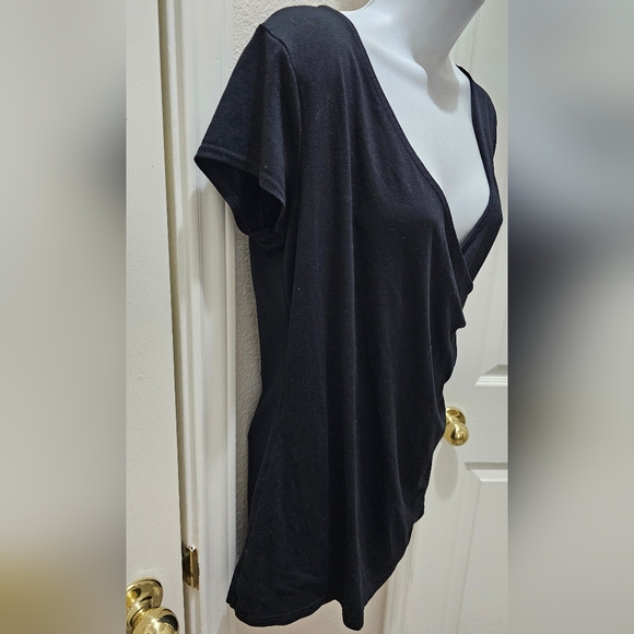 Elegant Black Wrap Top Size Extra Small 17 Inch Pit To Pit EUC - Picture 3 of 4